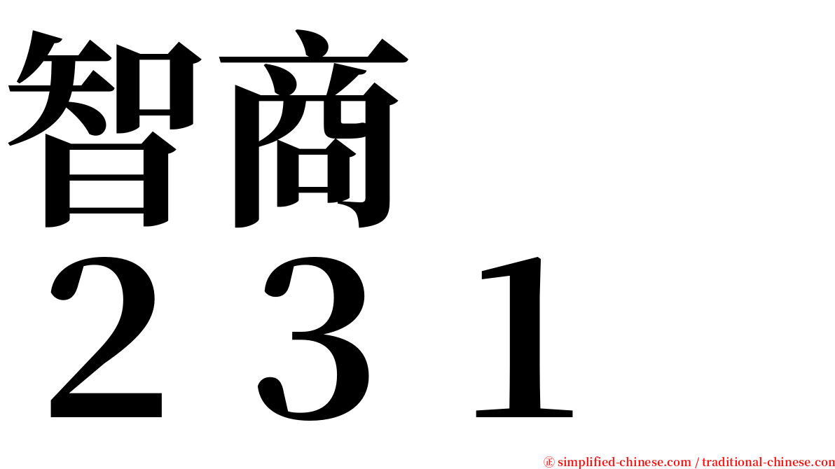 智商　　２３１ serif font